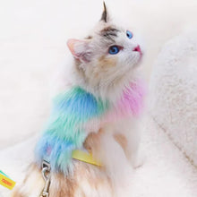 Load image into Gallery viewer, Cat in Colorful Faux Fur H-Style Cat Harness | MissyMoMo