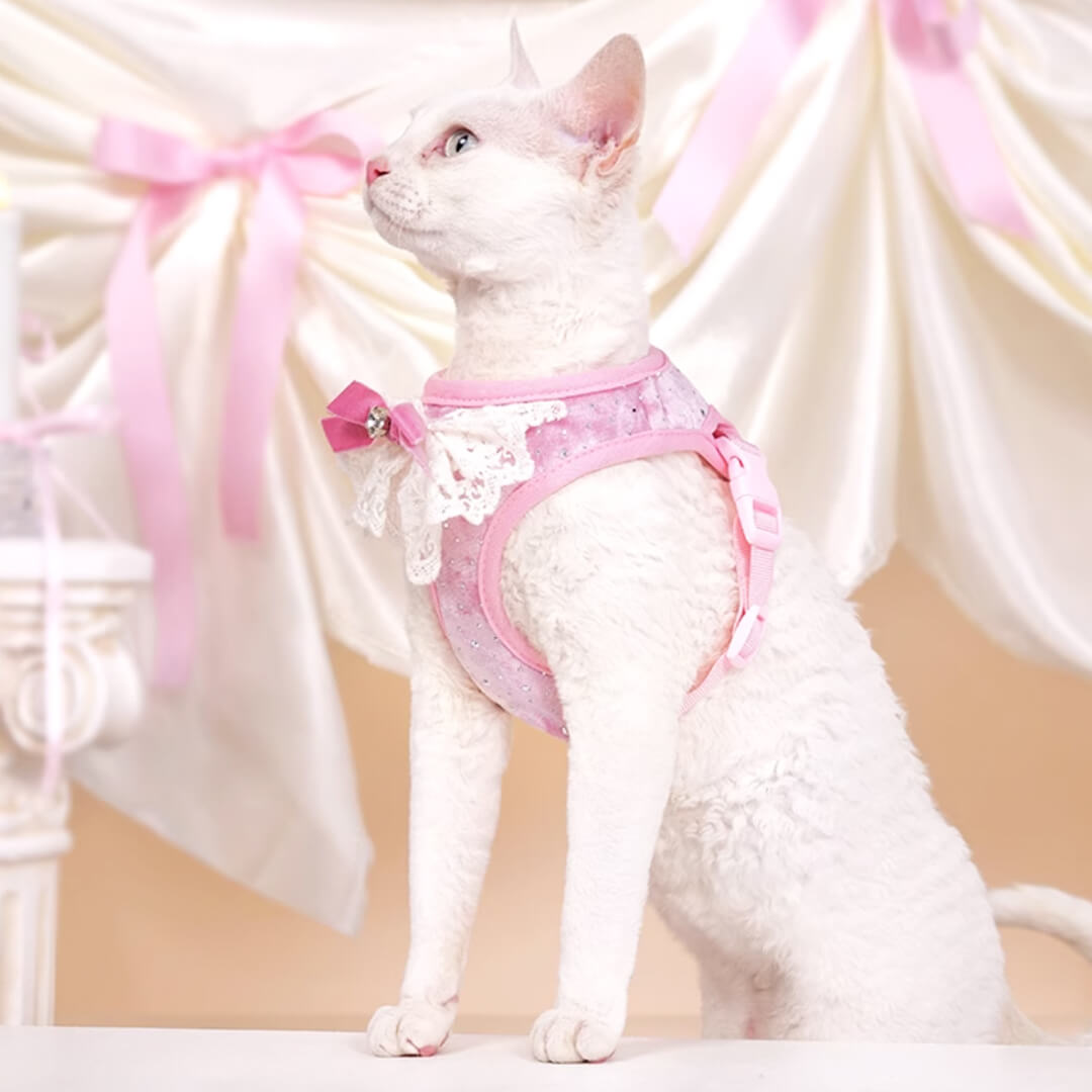 Cat in Pink Sparkle Cat Vest Harness | MissyMoMo