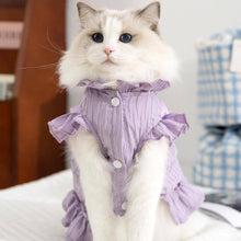 Load image into Gallery viewer, Cat in Purple Tulip Cat Dress | Cute Ruffle Cat Clothes | MissyMoMo