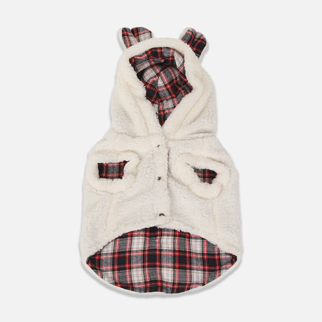 White Fleece Cat Hoodie with Bear Ears | MissyMoMo