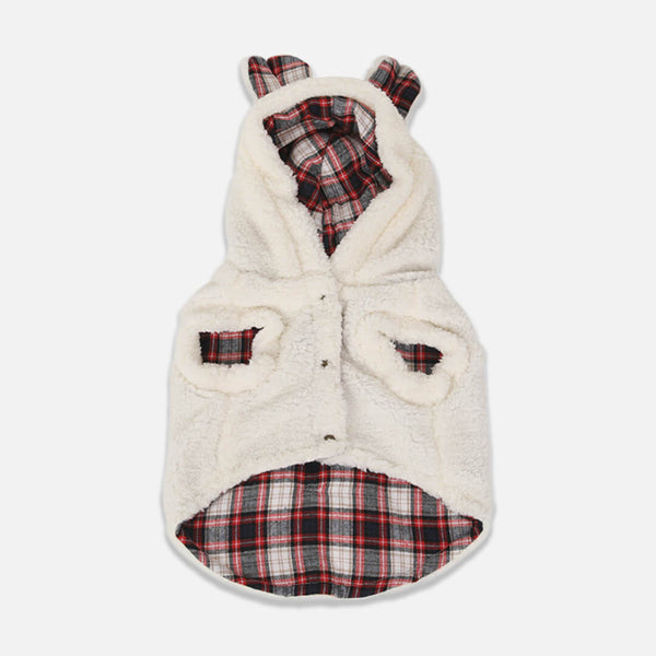 White Fleece Cat Hoodie with Bear Ears | MissyMoMo