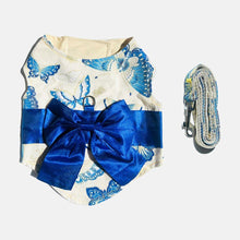 Load image into Gallery viewer, Blue Kimono Cat Harness and Leash Set with Blue Bow | MissyMoMo
