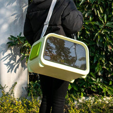 Load image into Gallery viewer, Wearing Green Castle Cat Carrier With Shoulder Strap | MissyMoMo