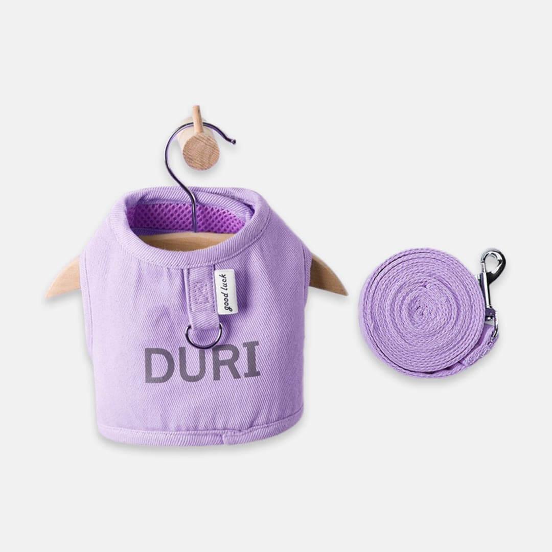 Loki Cat Harness & Leash Set in Lavender with Reflective Letters | MissyMoMo