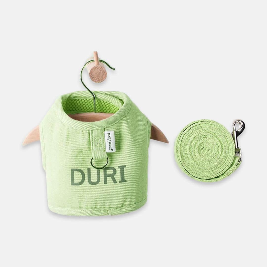 Loki Cat Harness & Leash Set in Green with Reflective Letters | MissyMoMo