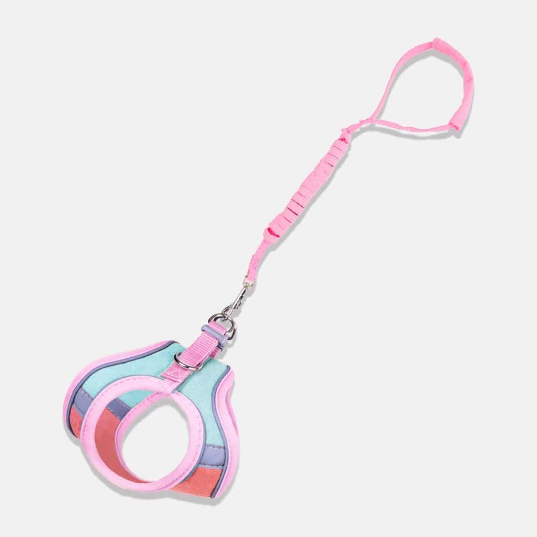 Marshmallow Reflective Cat Harness & Leash Set in Pink and Green Combo | MissyMoMo