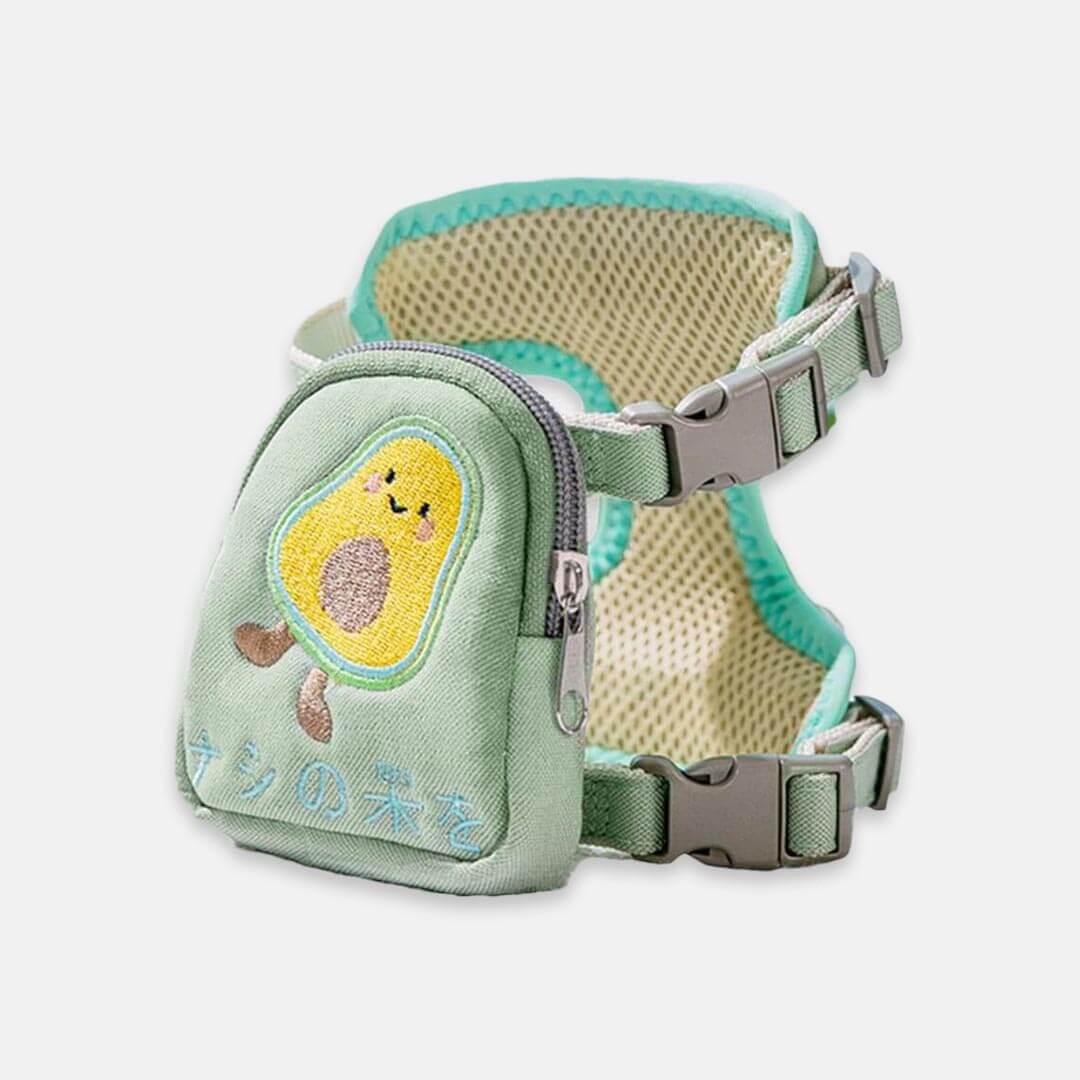 Milo Cat Harness & Leash Set In Green With Avocado Design | MissyMoMo