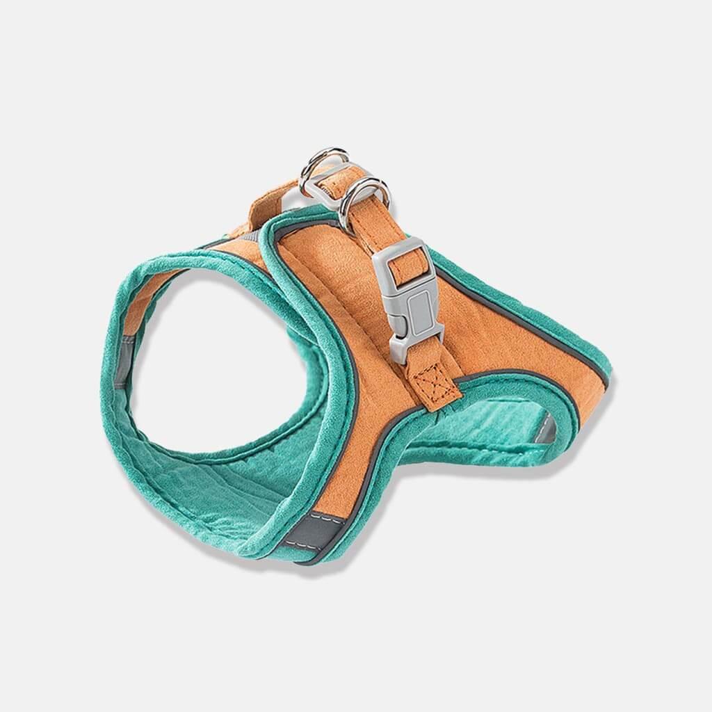 Mochi Cat Harness & Leash Set in Green and Orange | MissyMoMo