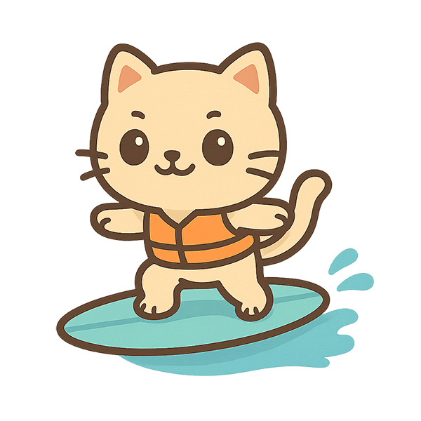 Illustration: surfing cat